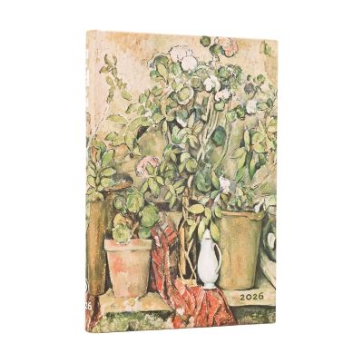 2026 Cezanne's Terracotta Pots and Flowers Mini 12-Month Verso Hardcover Flexi Dayplanner 2026 (Elastic Band Closure)
