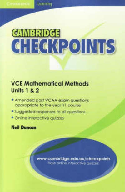 Cambridge Checkpoints VCE Mathematical Methods Units 1 and 2