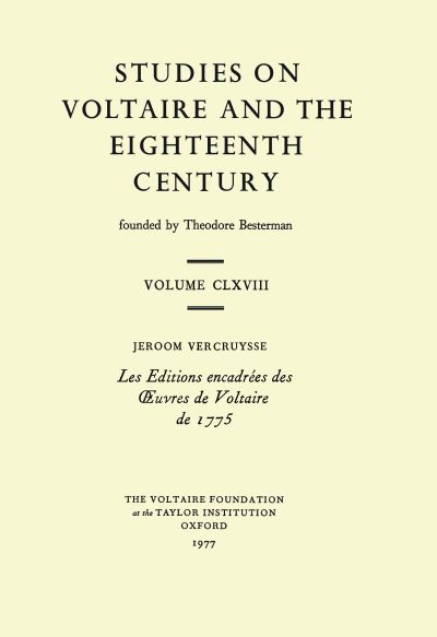 Les Editions Encadrées Des Oeuvres De Voltaire De 1775