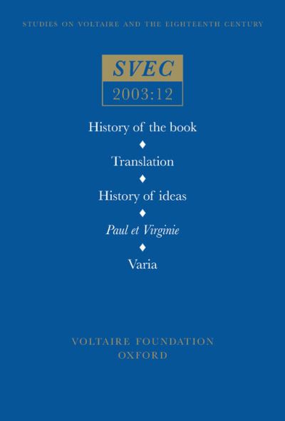 History of the Book, Translation, History of Ideas, Paul Et Virginie, Varia