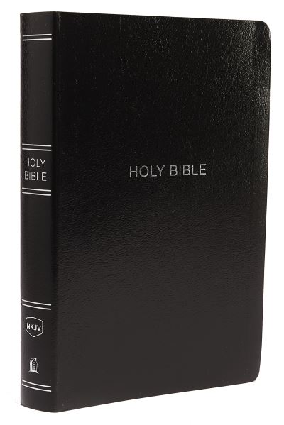 NKJV Holy Bible, Giant Print Center-Column Reference Bible, Black Leather-Look, Thumb Indexed, 72,000+ Cross References, Red Letter, Comfort Print