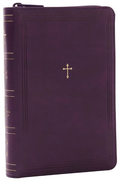 NKJV Compact Paragraph-Style Bible W/ 43,000 Cross References, Purple Leathersoft With Zipper, Red Letter, Comfort Print: