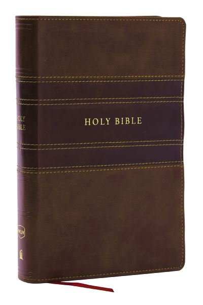 NKJV Personal Size Large Print Bible With 43,000 Cross References, Brown Leathersoft, Red Letter, Comfort Print