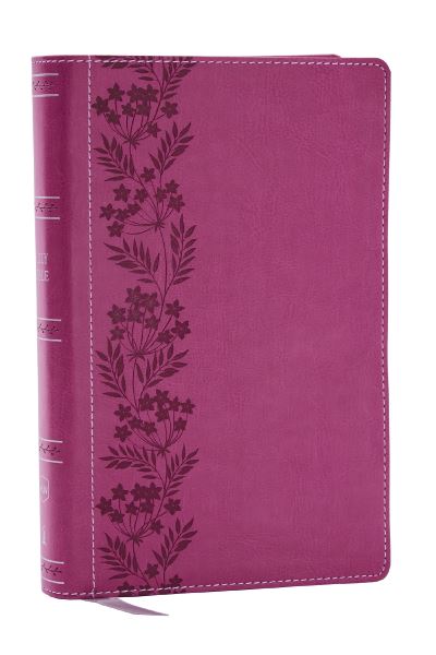 NKJV Personal Size Large Print Bible With 43,000 Cross References, Pink Leathersoft, Red Letter, Comfort Print