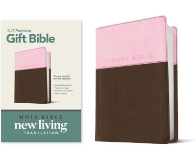 Premium Gift Bible NLT, TuTone (LeatherLike, Pink/Dark Brown, Red Letter)