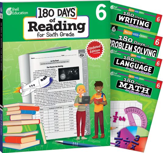 180 Days¬: Reading, Math, Problem Solving, Writing, & Language for Grade 6: 5-Book Set