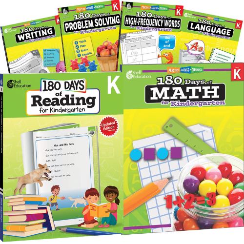180 Days®: Reading, High-Frequency Words, Math, Problem Solving, Writing, & Language for Grade K: 6-Book Set