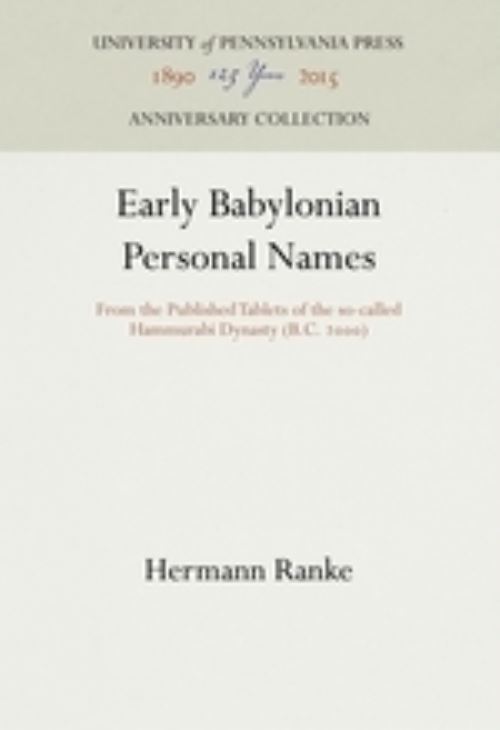 Early Babylonian Personal Names