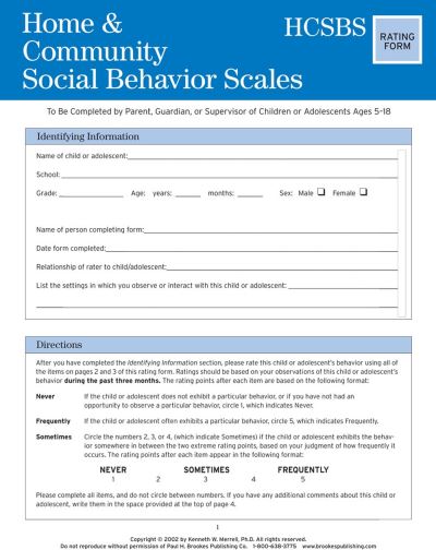 Home and Community Social Behavior Scales (HCSBS-2) Rating Scales