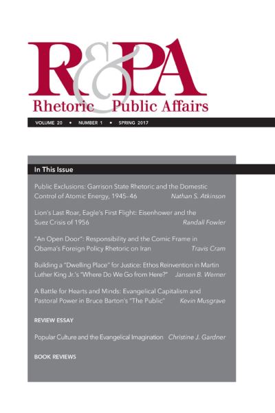 Rhetoric & Public Affairs 20, No. 1