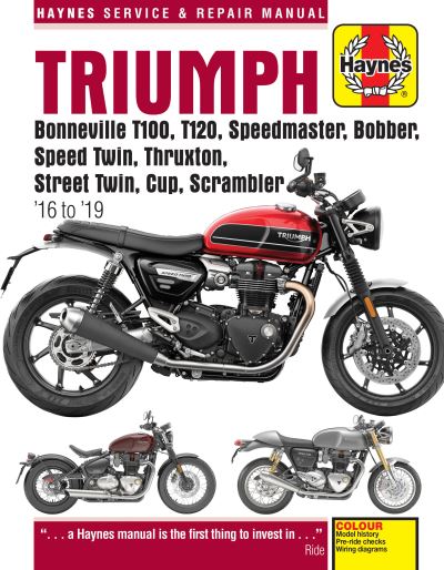 Triumph Bonneville T100, T120, Speedmaster, Bobber, Speed Twin, Thruxton, Street Twin, Cup, Scrambler (16 to 19)