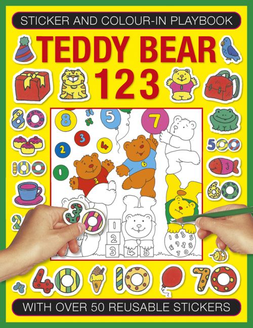 Sticker and Color-in Playbook: Teddy Bear 123