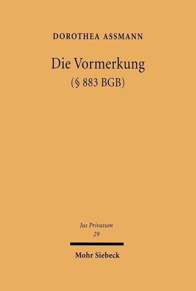 Die Vormerkung ( 883 BGB)