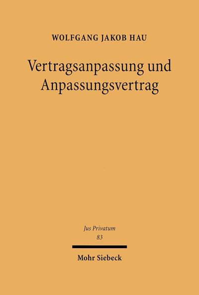 Vertragsanpassung Und Anpassungsvertrag
