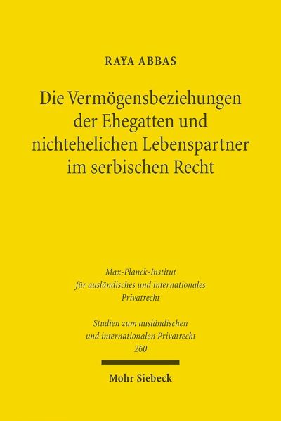 Die Vermogensbeziehungen Der Ehegatten Und Nichtehelichen Lebenspartner Im Serbischen Recht