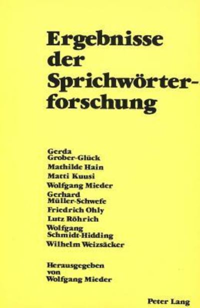 Ergebnisse Der Sprichworterforschung