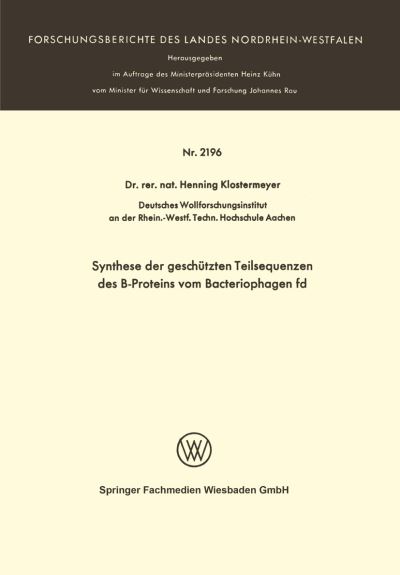 Synthese Der Geschützten Teilsequenzen Des B-Proteins Vom Bacteriophagen Fd. Fachgruppe Physik/Mathematik