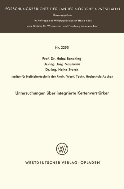 Untersuchungen Über Integrierte Kettenverstärker. Fachgruppe Textilforschung