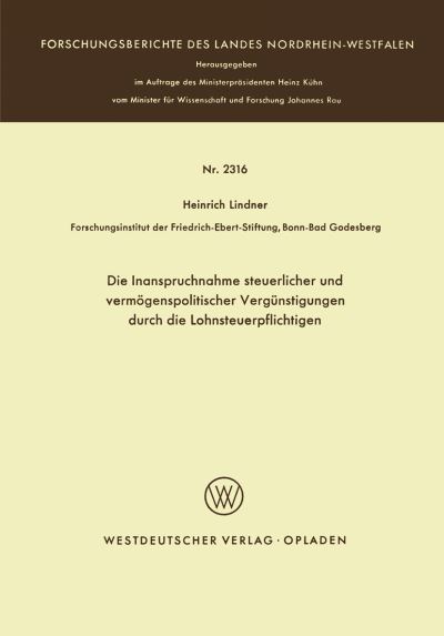 Die Inanspruchnahme Steuerlicher Und Vermögenspolitischer Vergünstigungen Durch Die Lohnsteuerpflichtigen Fachgruppe Textilforschung