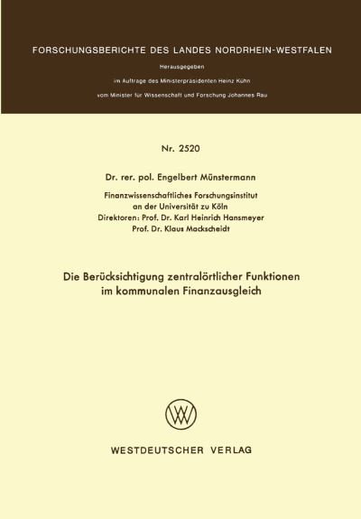 Die Berücksichtigung Zentralörtlicher Funktionen Im Kommunalen Finanzausgleich. Fachgruppe Textilforschung