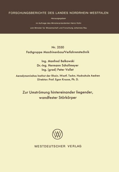 Zur Umströmung Hintereinander Liegender, Wandfester Störkörper