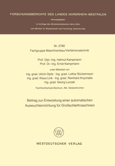 Beitrag Zur Entwicklung Einer Automatischen Auswuchteinrichtung Für Groschleifmaschinen