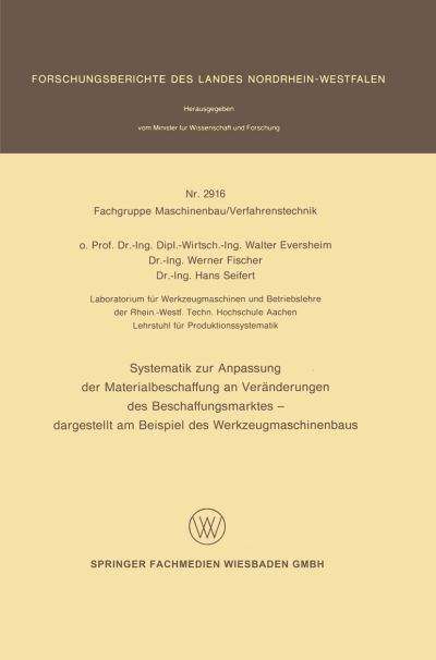 Systematik Zur Anpassung Der Materialbeschaffung an Veränderungen Des Beschaffungsmarktes
