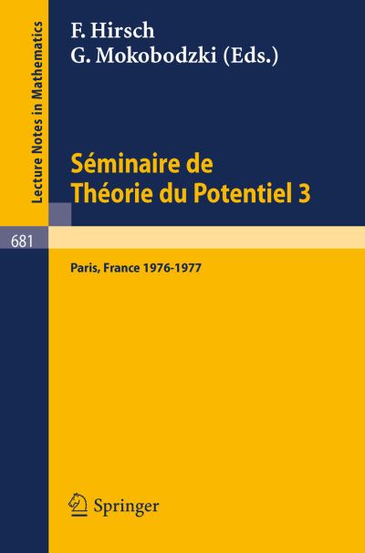 Séminaire De Théorie Du Potentiel, Paris, 1976-1977, No. 3