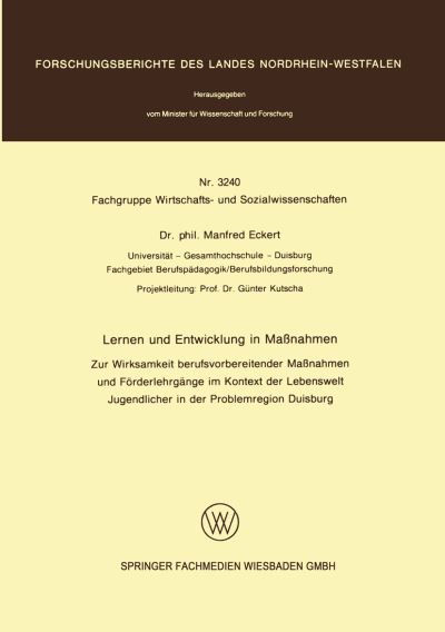 Lernen Und Entwicklung in Manahmen Fachgruppe Wirtschafts- Und Sozialwissenschaften