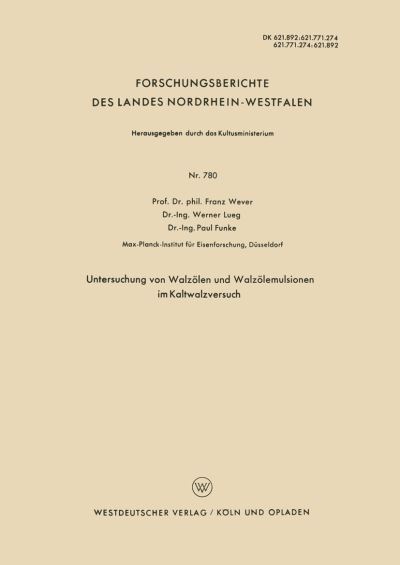Untersuchung Von Walzölen Und Walzölemulsionen Im Kaltwalzversuch