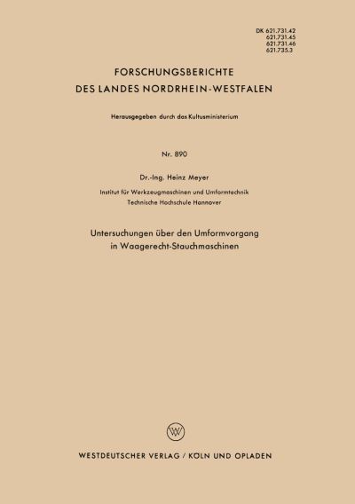 Untersuchungen Über Den Umformvorgang in Waagerecht-Stauchmaschinen