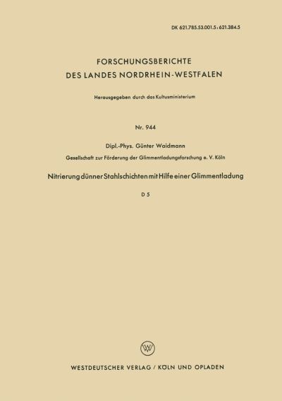 Nitrierung Dünner Stahlschichten Mit Hilfe Einer Glimmentladung