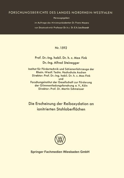 Die Erscheinung Der Reiboxydation an Ionitrierten Stahloberflächen