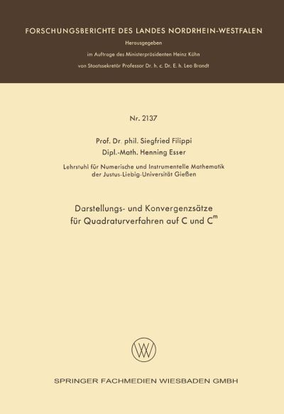 Darstellungs- Und Konvergenzsätze Für Quadraturverfahren Auf C Und Cm