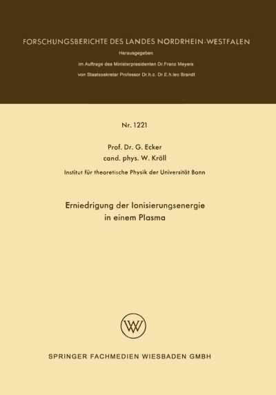 Erniedrigung Der Ionisierungsenergie in Einem Plasma. Fachgruppe Physik, Chemie, Biologie