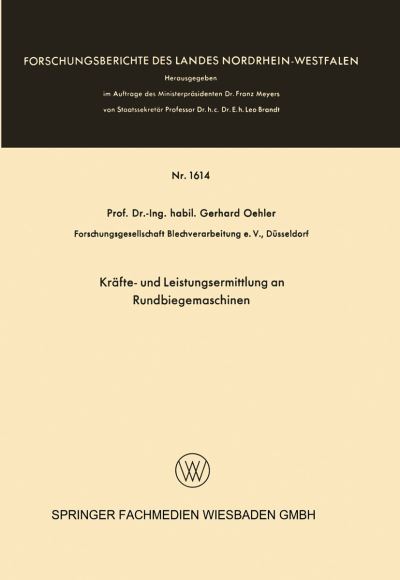 Kräfte- Und Leistungsermittlung an Rundbiegemaschinen