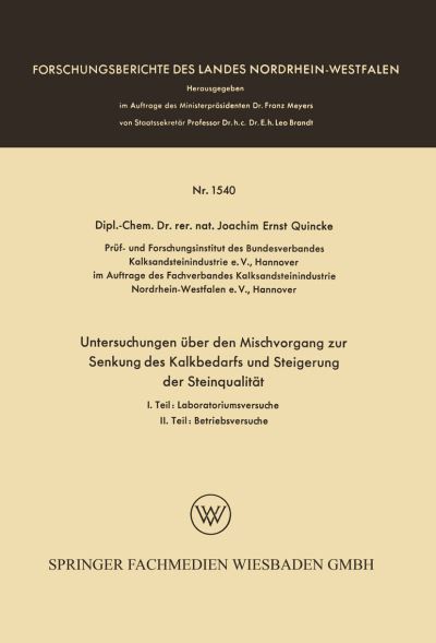 Untersuchungen Über Den Mischvorgang Zur Senkung Des Kalkbedarfs Und Steigerung Der Steinqualität