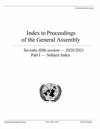 Index to Proceedings of the General Assembly 2020/2021. Part I Subject Index