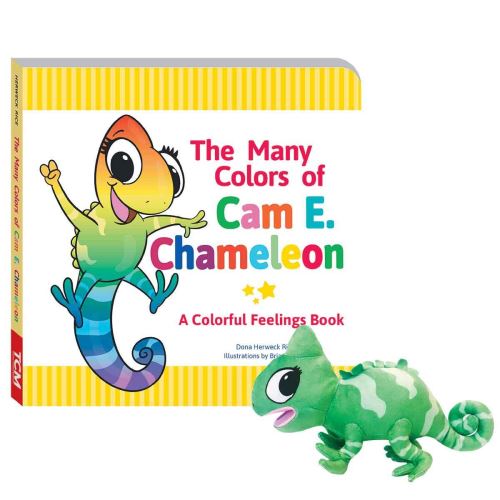 The Many Colors of Cam E. Chameleon Board Book & Plush Set