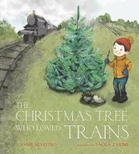 Book Cover for The Christmas Tree Who Loved Trains by Annie Silvestro