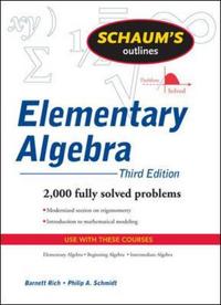 Book Cover for Schaum's Outline of Theory and Problems of Elementary Algebra by Barnett Rich, Philip A Schmidt