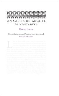 Book Cover for On Solitude by Michel de Montaigne, M A Screech