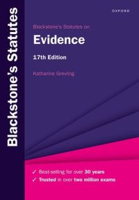 Book Cover for Blackstone's Statutes on Evidence by Katharine Grevling