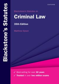 Book Cover for Blackstone's Statutes on Criminal Law by Matthew Dyson