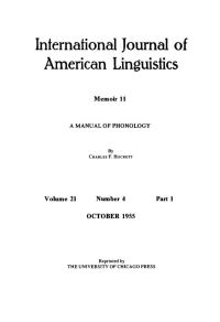 Book Cover for A Manual of Phonology by Charles F Hockett
