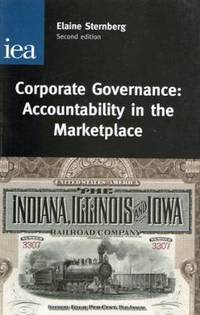 Book Cover for Corporate Governance by Elaine Sternberg, Institute of Economic Affairs Great Britain