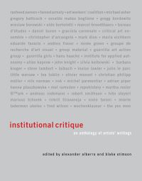 Book Cover for Institutional Critique by Alexander Alberro, Blake Stimson