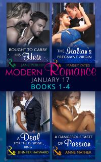 Book Cover for Modern Romance January 2017. Books 1-4 by Jennifer Hayward, Maisey Yates, Anne Mather, Jane Porter