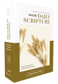 Book Cover for NASB, Daily Scripture, Super Giant Print, Paperback, White/Gold, 1995 Text, Comfort Print by Zondervan