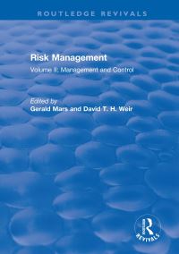 Book Cover for Risk Management. Volume II Management and Control by Gerald Mars, David Weir